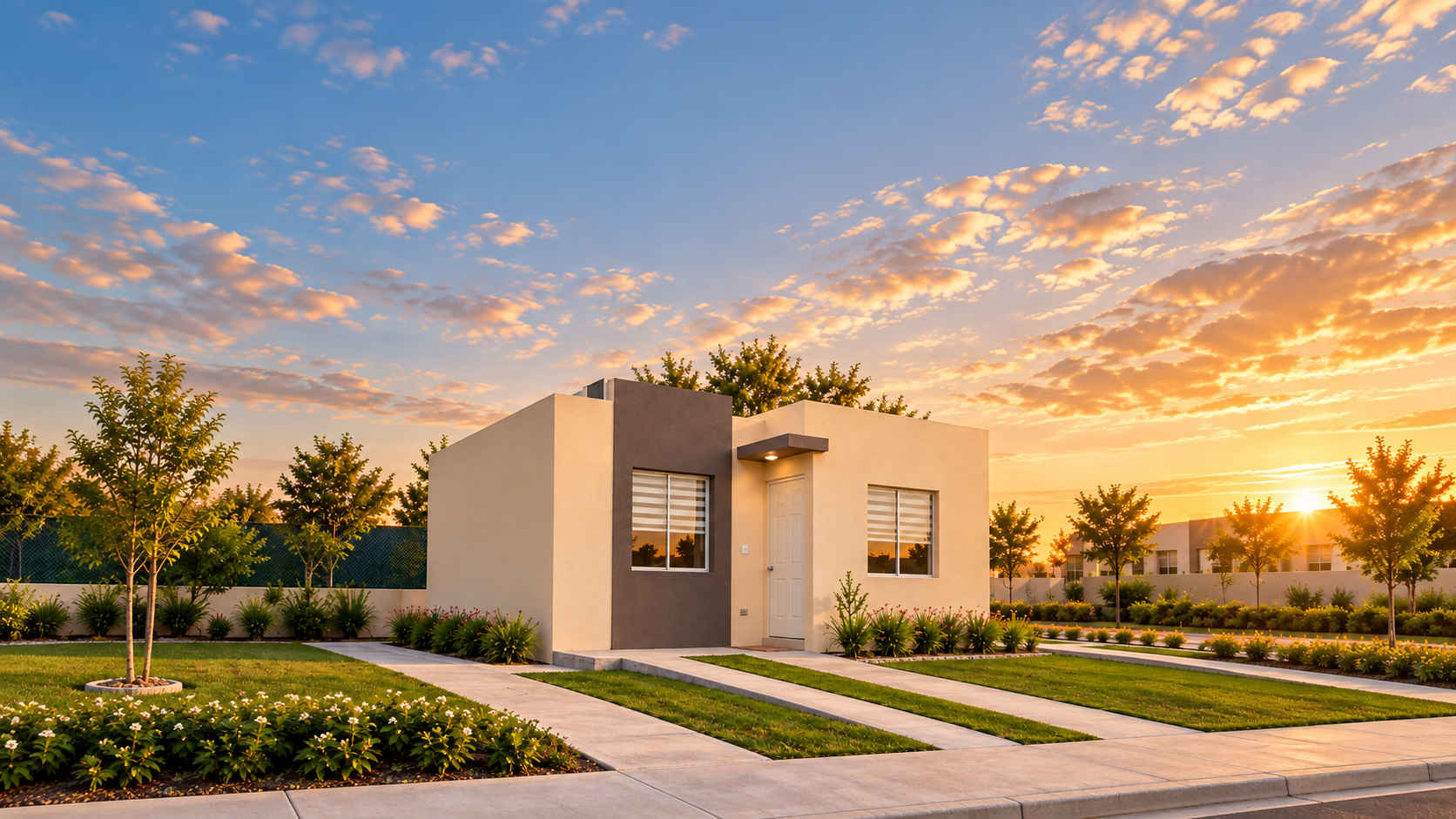 Casa modelo Encino en Los Héroes Ciénega al atardecer